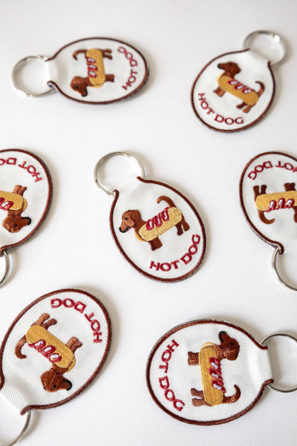 Hot Dog Embroidered Keychain – Cami Monet