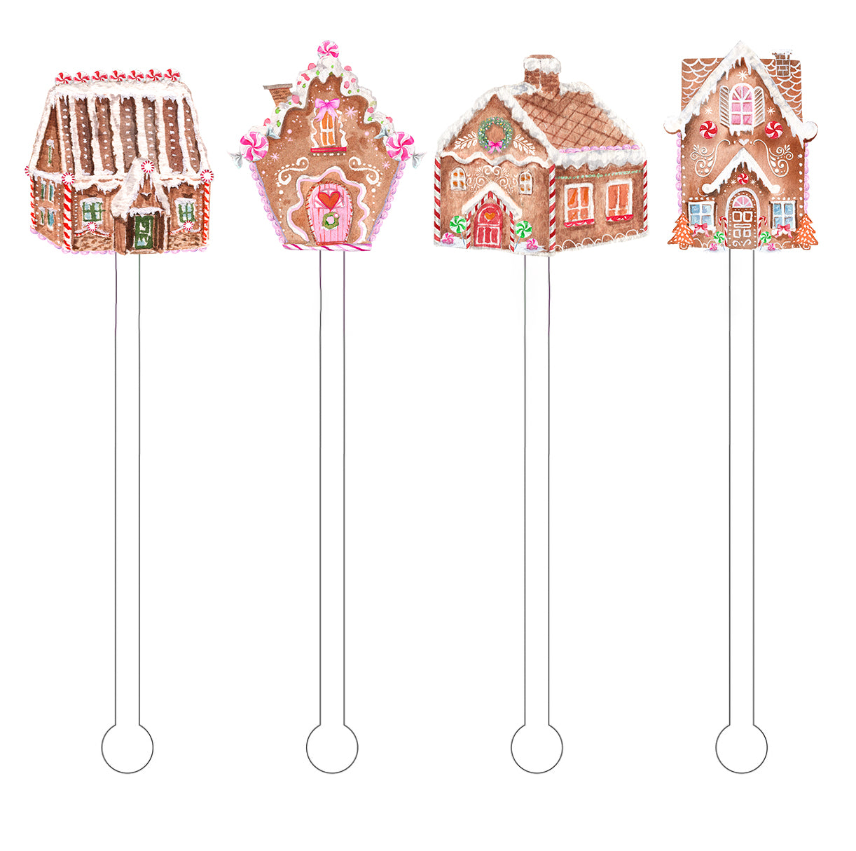 Gingerbread Village House Set Acrylic Stir Sticks