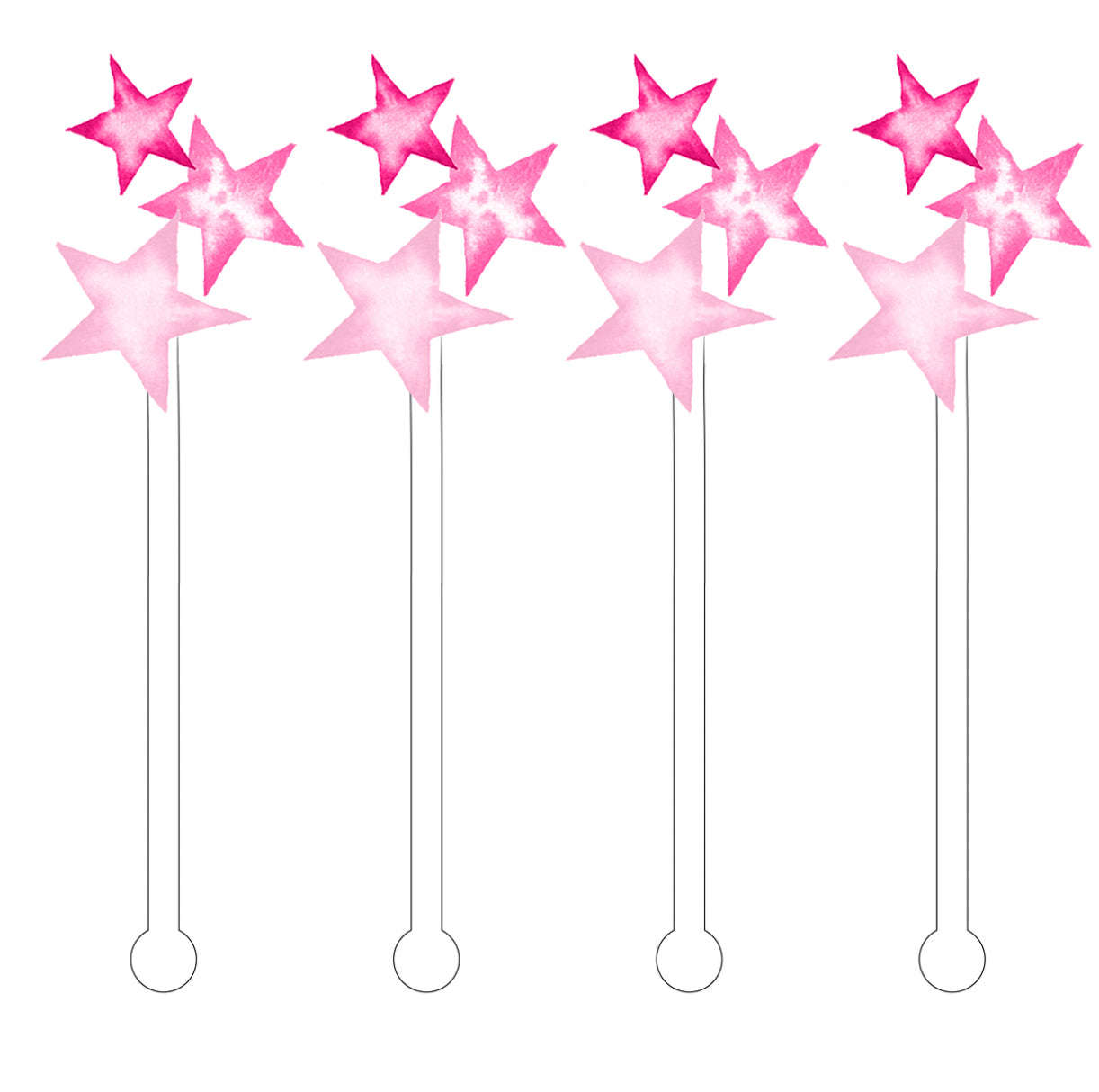 Pink Ombre Stars Acrylic Stir Sticks