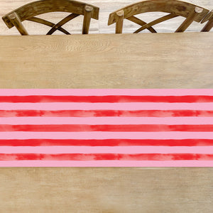 Pink and Red Painterly Stripes Table Runner