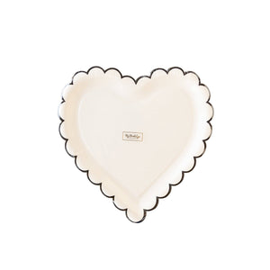 Black and White Scalloped Heart Plates