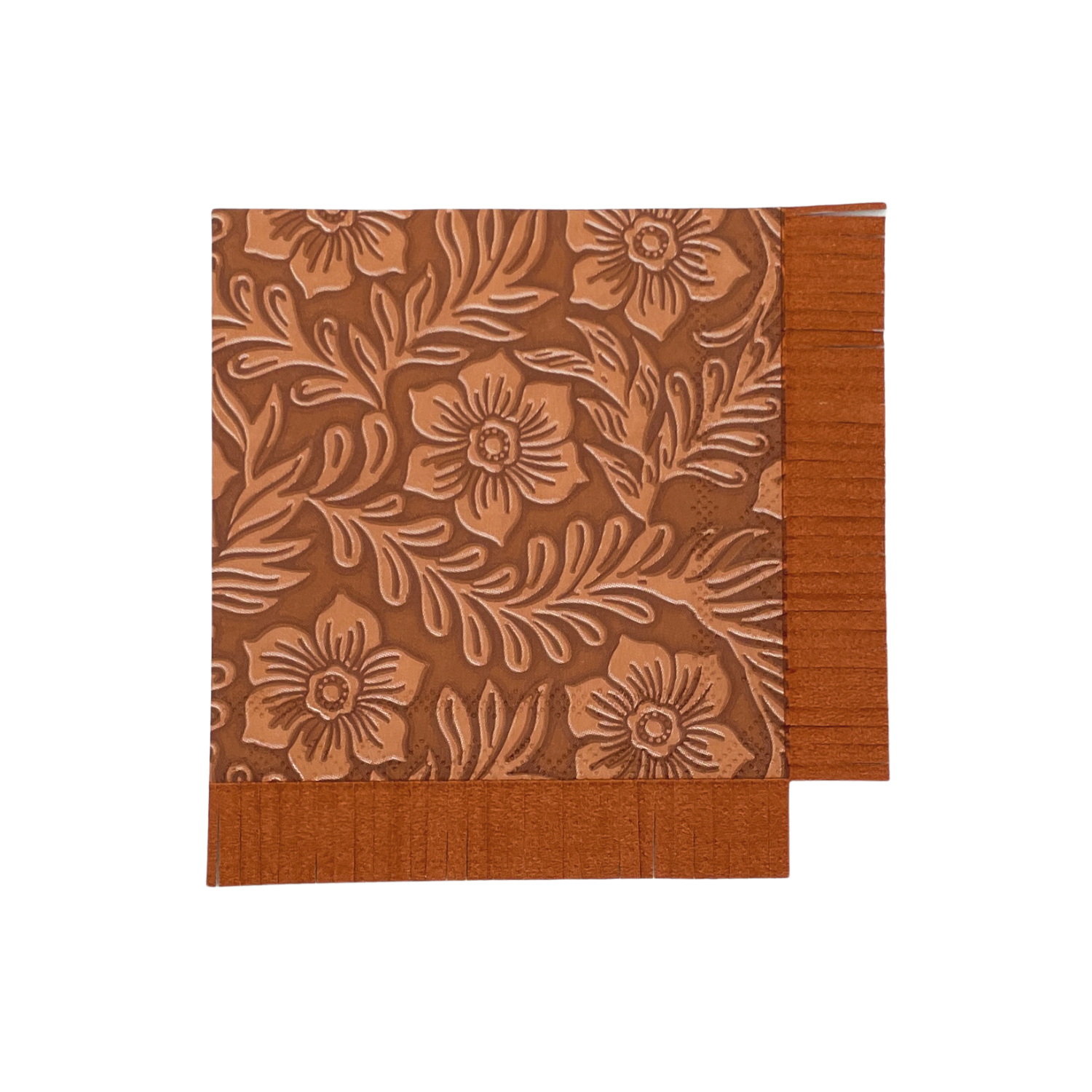 Floral Tooled Leather Cocktail Napkins
