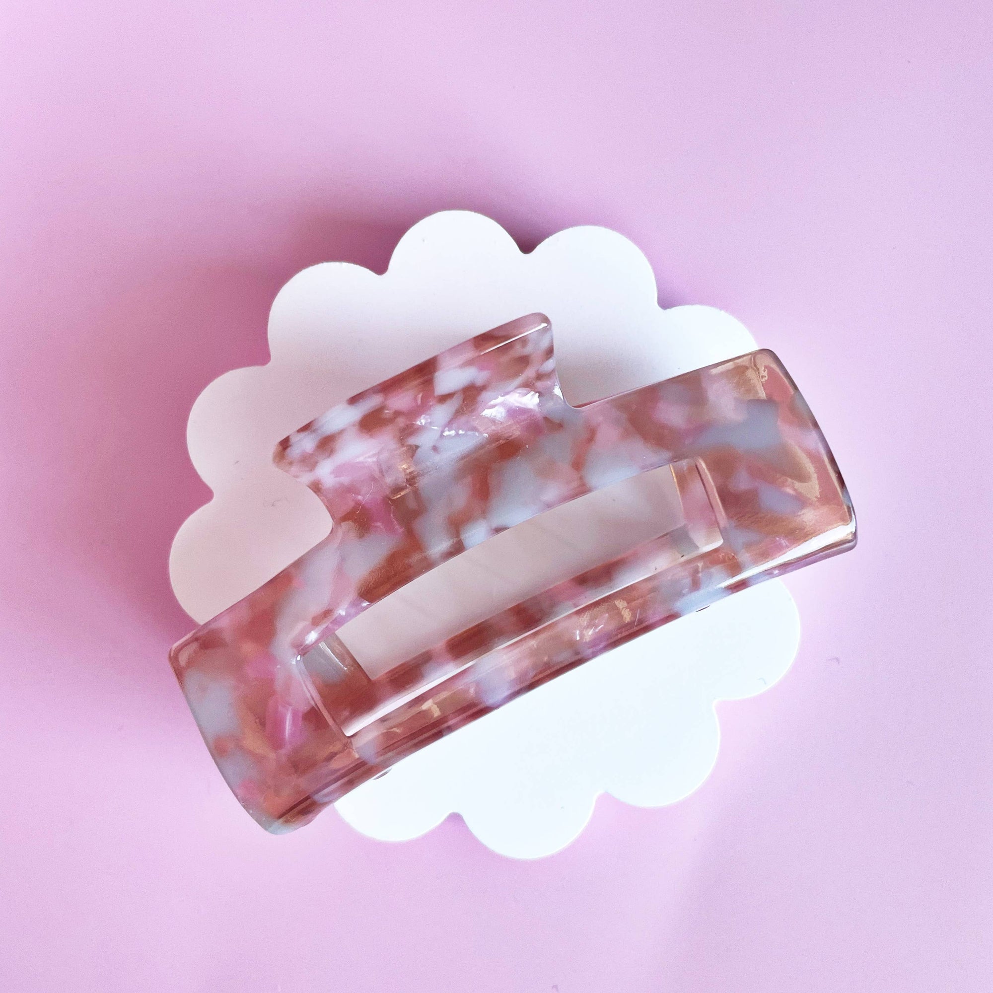 Spring Sheer Marble Claw Clip