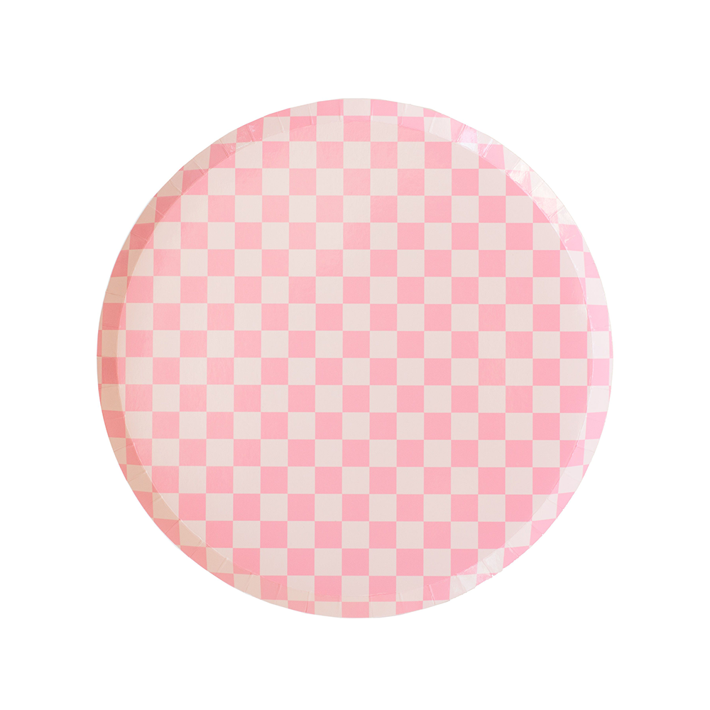 Checked Tickle Me Pink Dinner Plates 10"