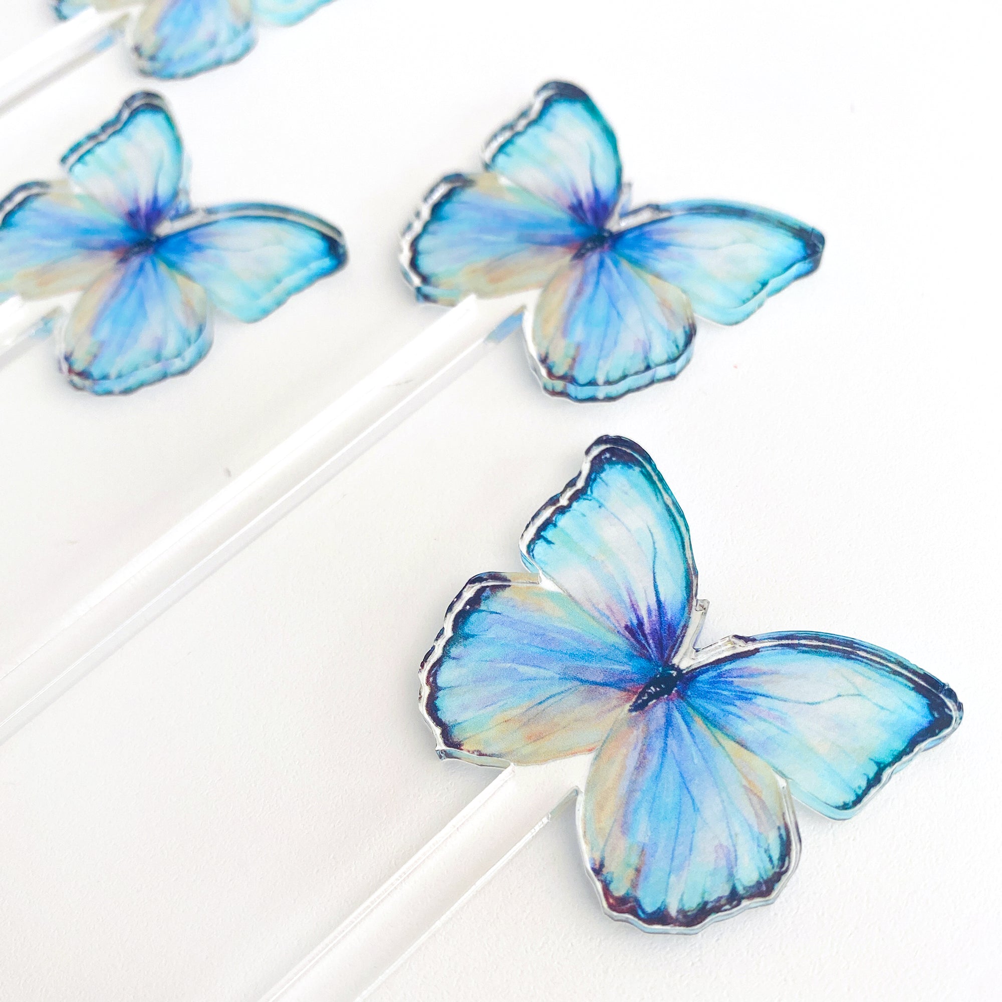 Blue Morpho Butterfly Acrylic Stir Sticks