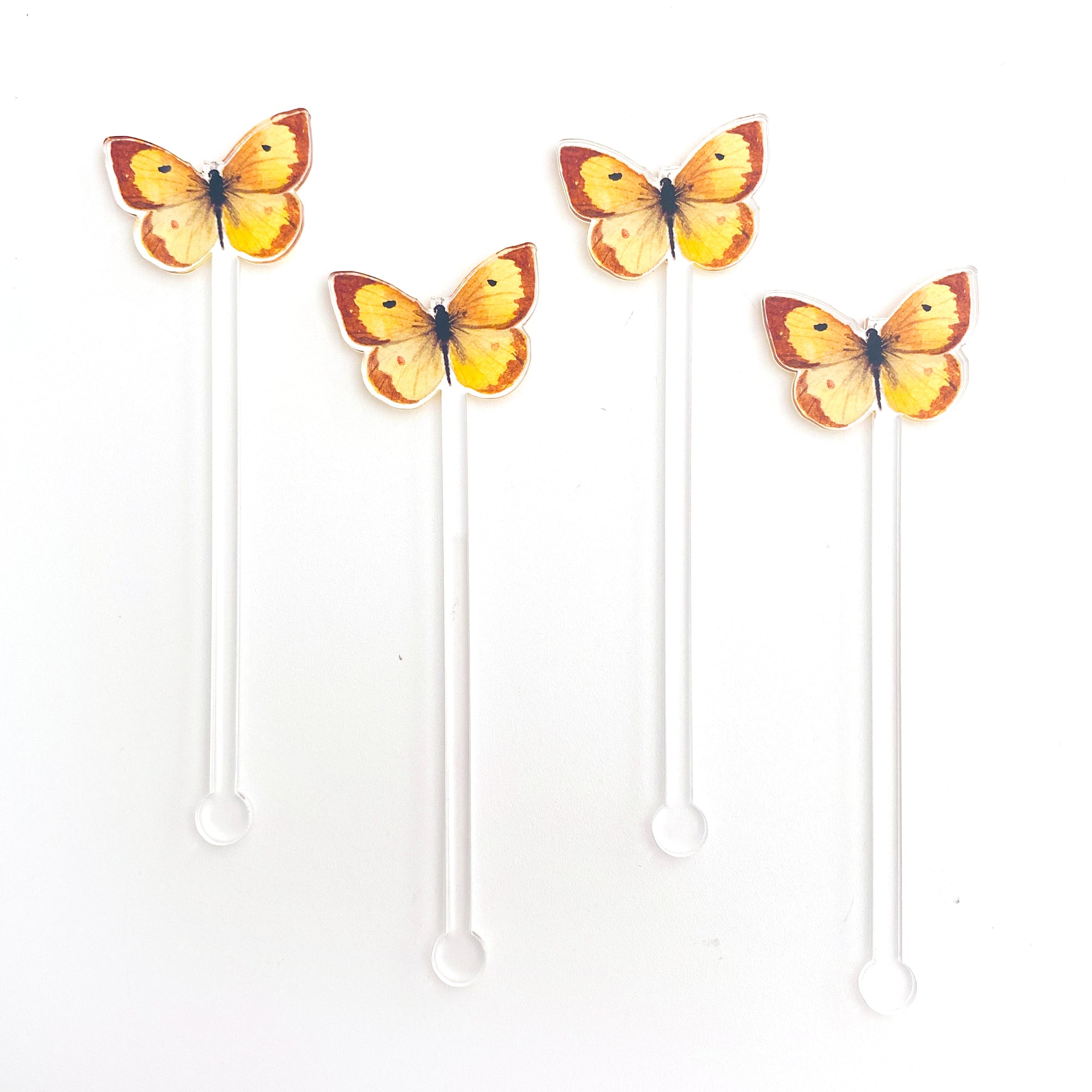 Orange Sulphur Butterfly Acrylic Stir Sticks