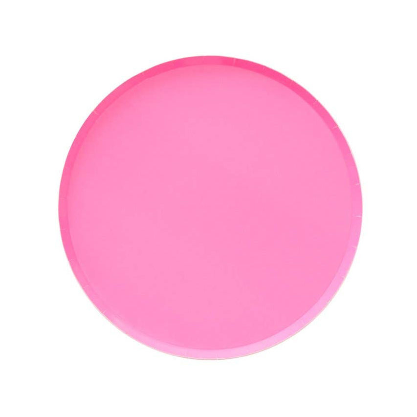 Small Neon Pink Paper Plates 7"