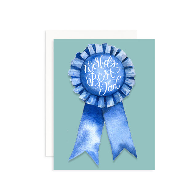 World's Best Dad Blue Ribbon Greeting Card – Cami Monet