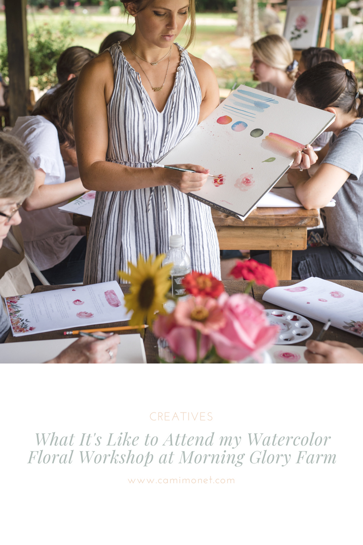 What It's Like to Attend My Watercolor Floral Workshop at Morning Glory Farm