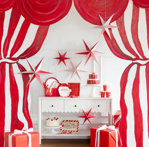 Red and Cream Hanging Christmas Star Set
