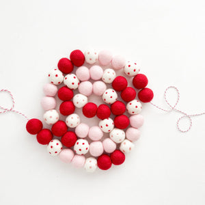 Red & Pink Felt Ball Garland by Pearl and Jane