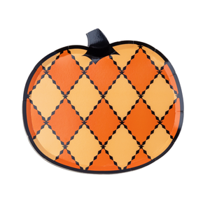 Vintage Halloween Harlequin Pumpkin Plates