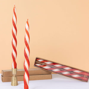 Red Stripe Twist Candles