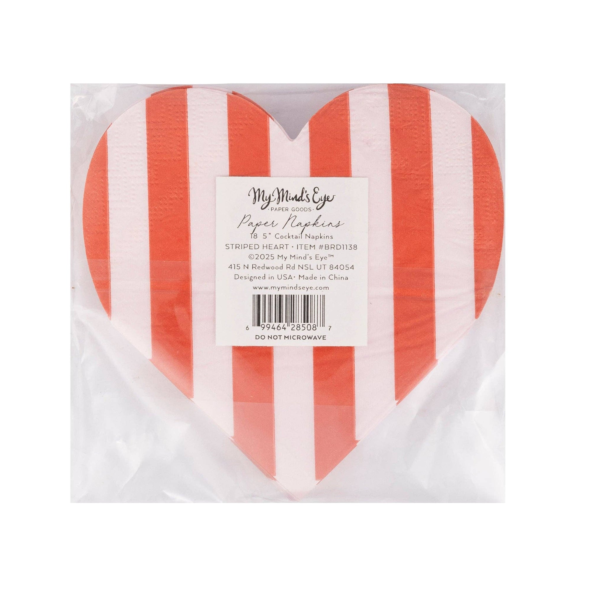 Striped Be Mine Heart Cocktail Napkin