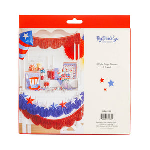 Blue and Red Fringed Scallop Banner Set