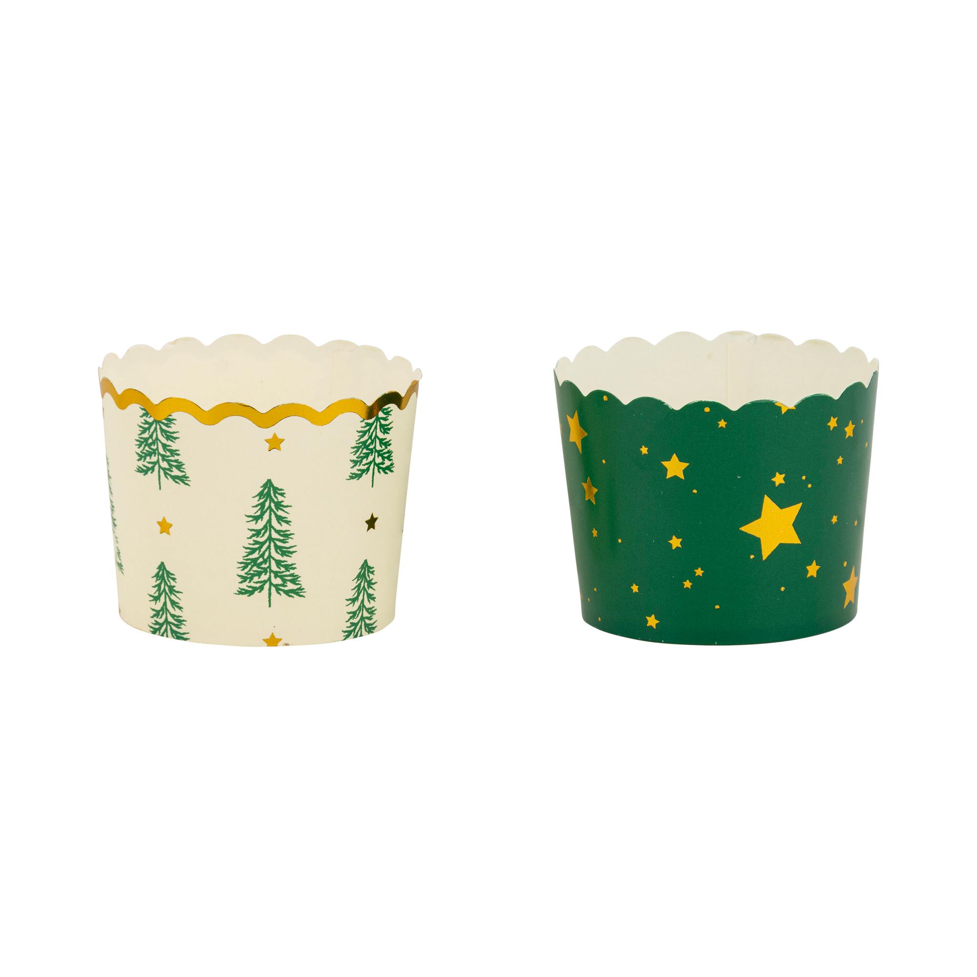 Gold Foil Trees and Stars Baking Cups