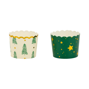 Gold Foil Trees and Stars Baking Cups