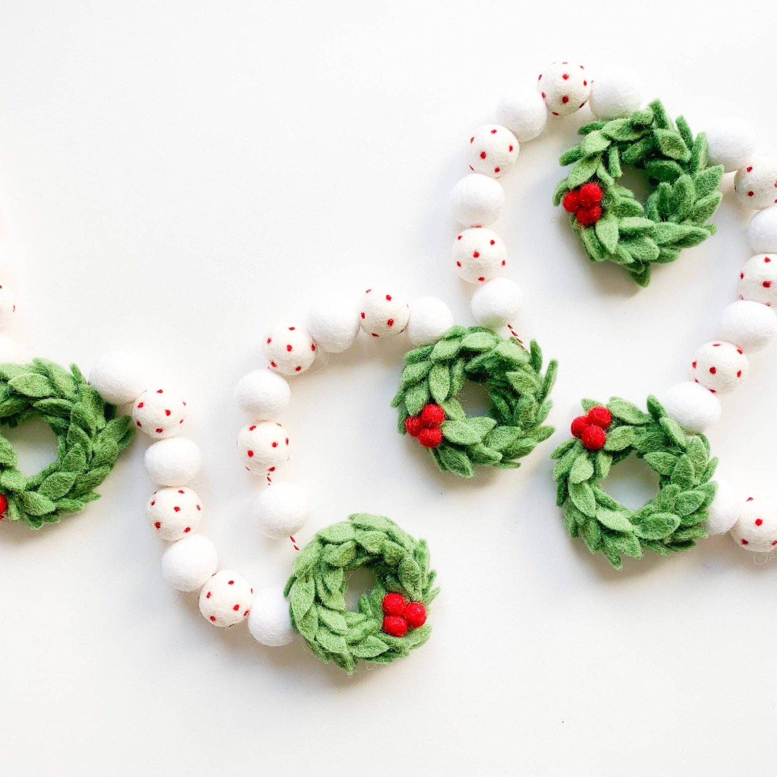 Sprinkle of Christmas Mini Wreath Felt Ball Garland by Pearl and Jane