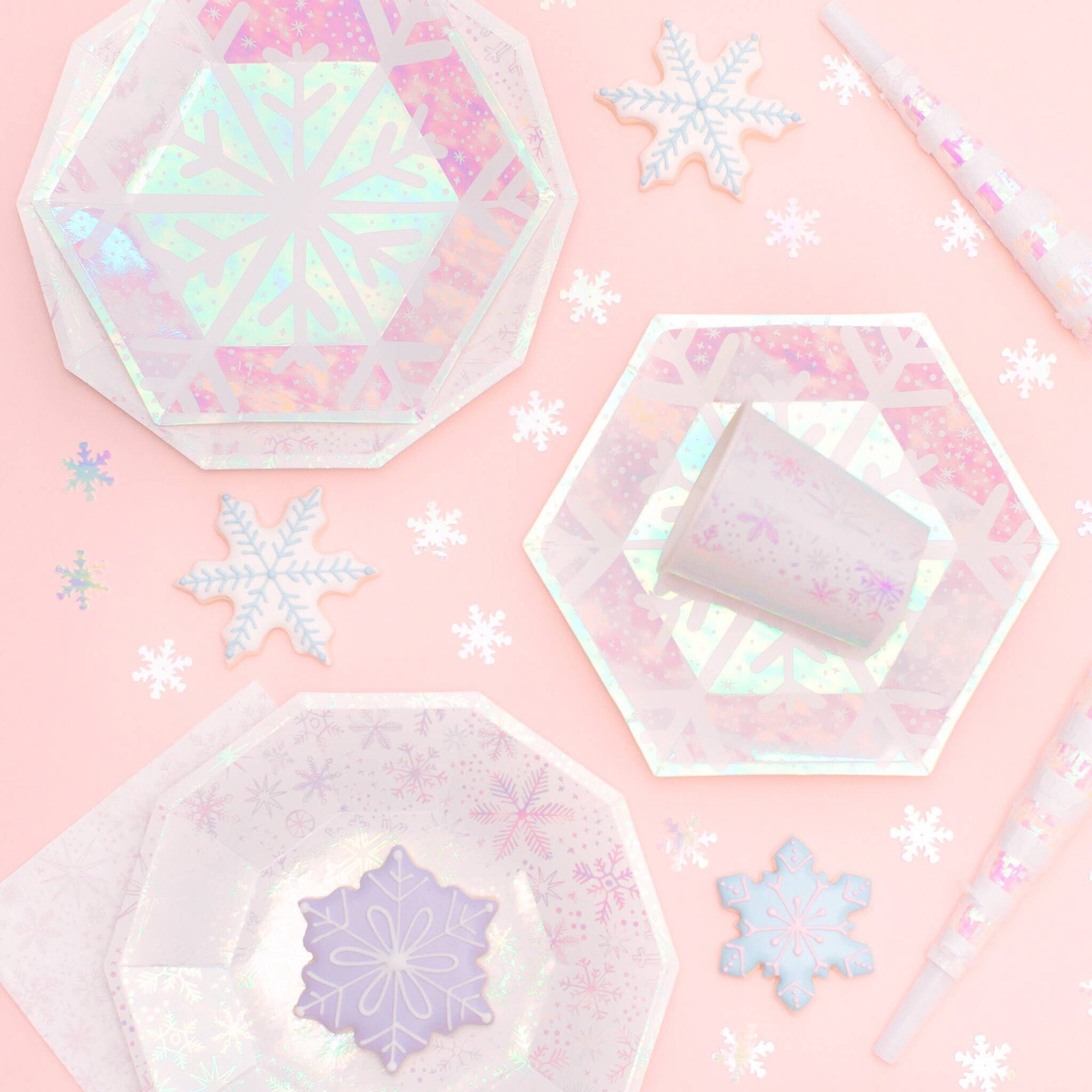 Iridescent Snowflake Large Plates