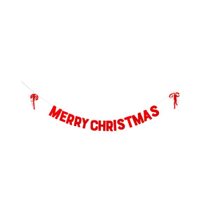Thick Felt Merry Christmas Banner with Ribbon
