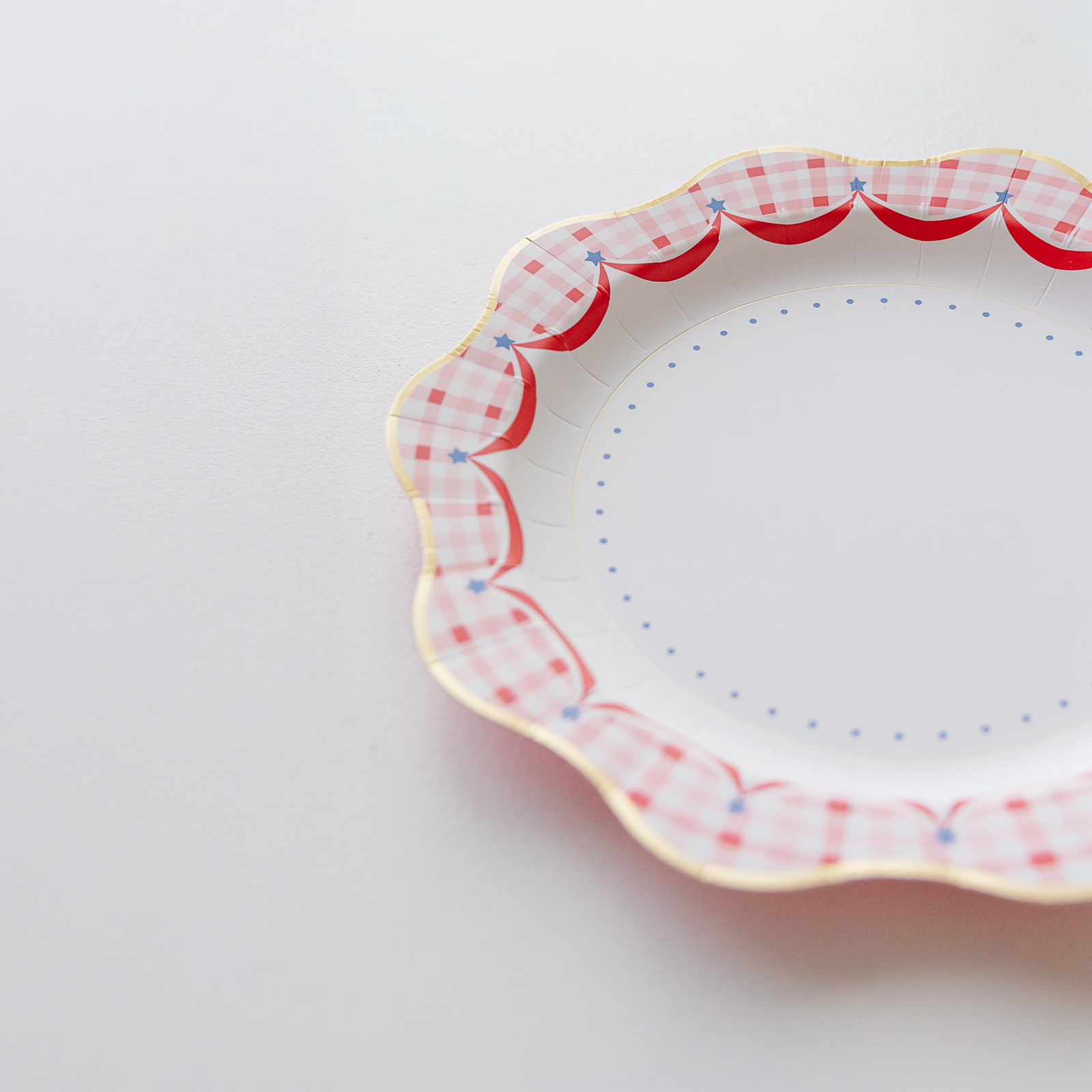 Red Gingham 4th of July Picnic Plates