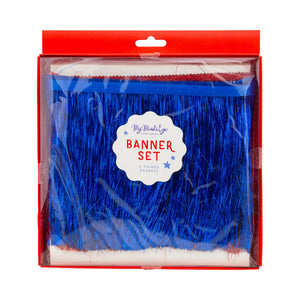 Blue and Red Fringed Scallop Banner Set