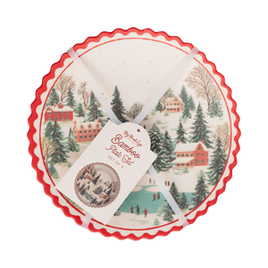 Snowy Christmas Village Reusable Bamboo Plates (set of 4!)