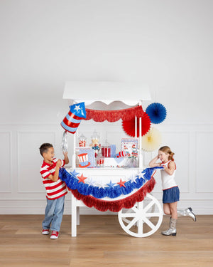 Blue and Red Fringed Scallop Banner Set