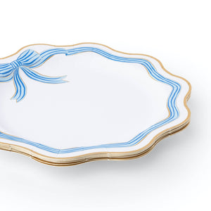Elegant Blue and Gold Bow Dinner Plates