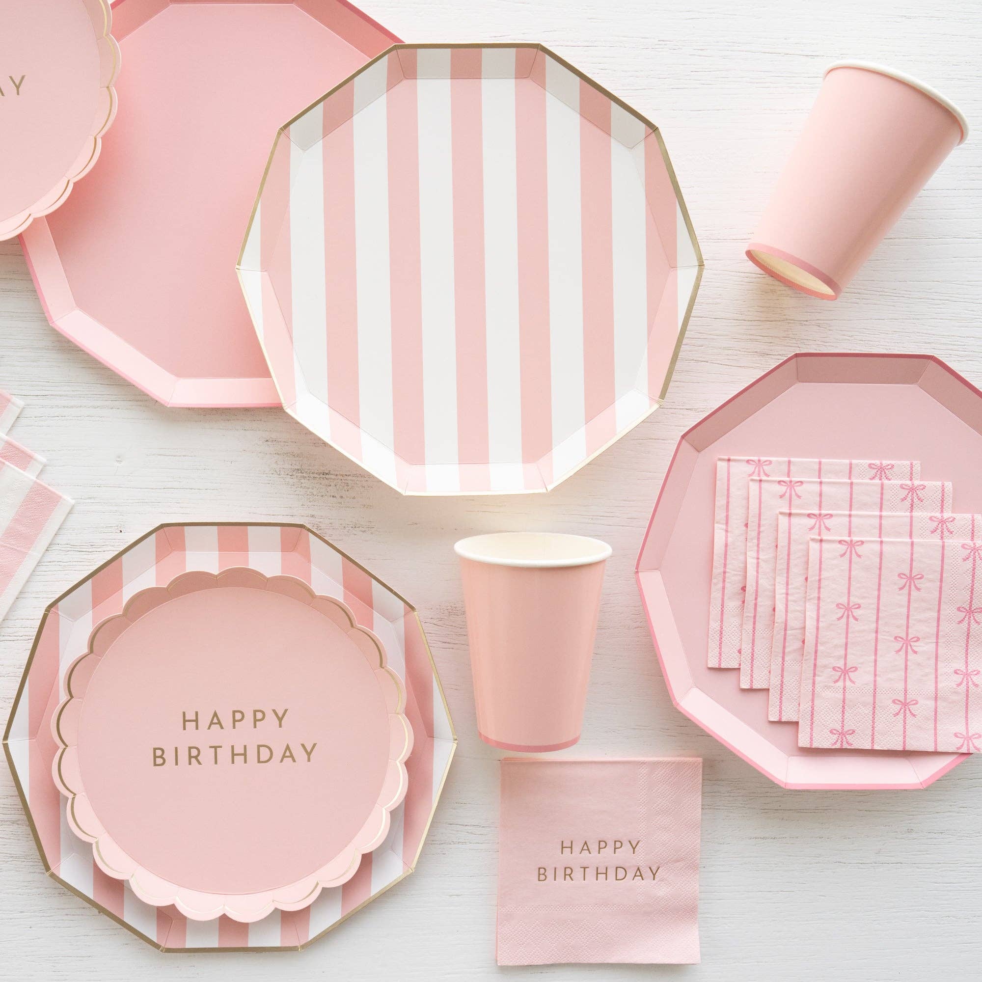 Petal Pink Cabana Stripe Plates