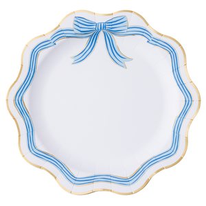 Elegant Blue and Gold Bow Dinner Plates