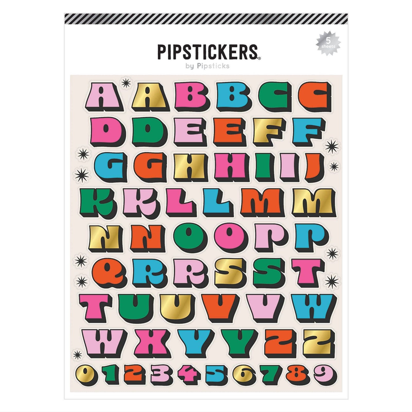 Color Me Retro Big Alphabet Stickers (set of 5!)