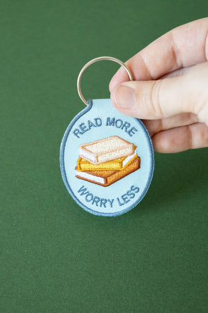 Read More, Worry Less Embroidered Keychain