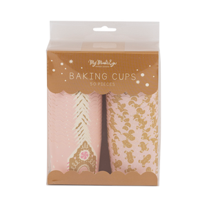 Pink Gingerbread House Baking Cups