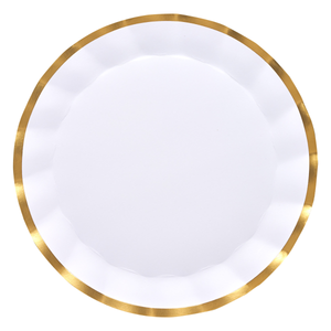White and Gold Wavy Charger Plates