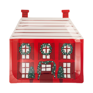 Red House Shaped Christmas Paper Dinner Plates