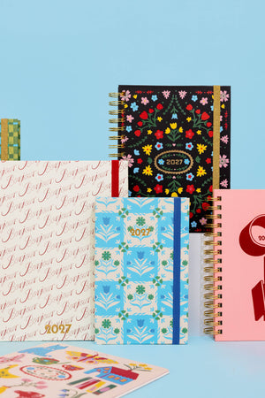Blue Tile Floral 12 Month Classic 2027 Planner