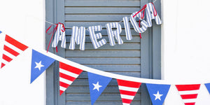 America Ticking Linen Puffy Banner