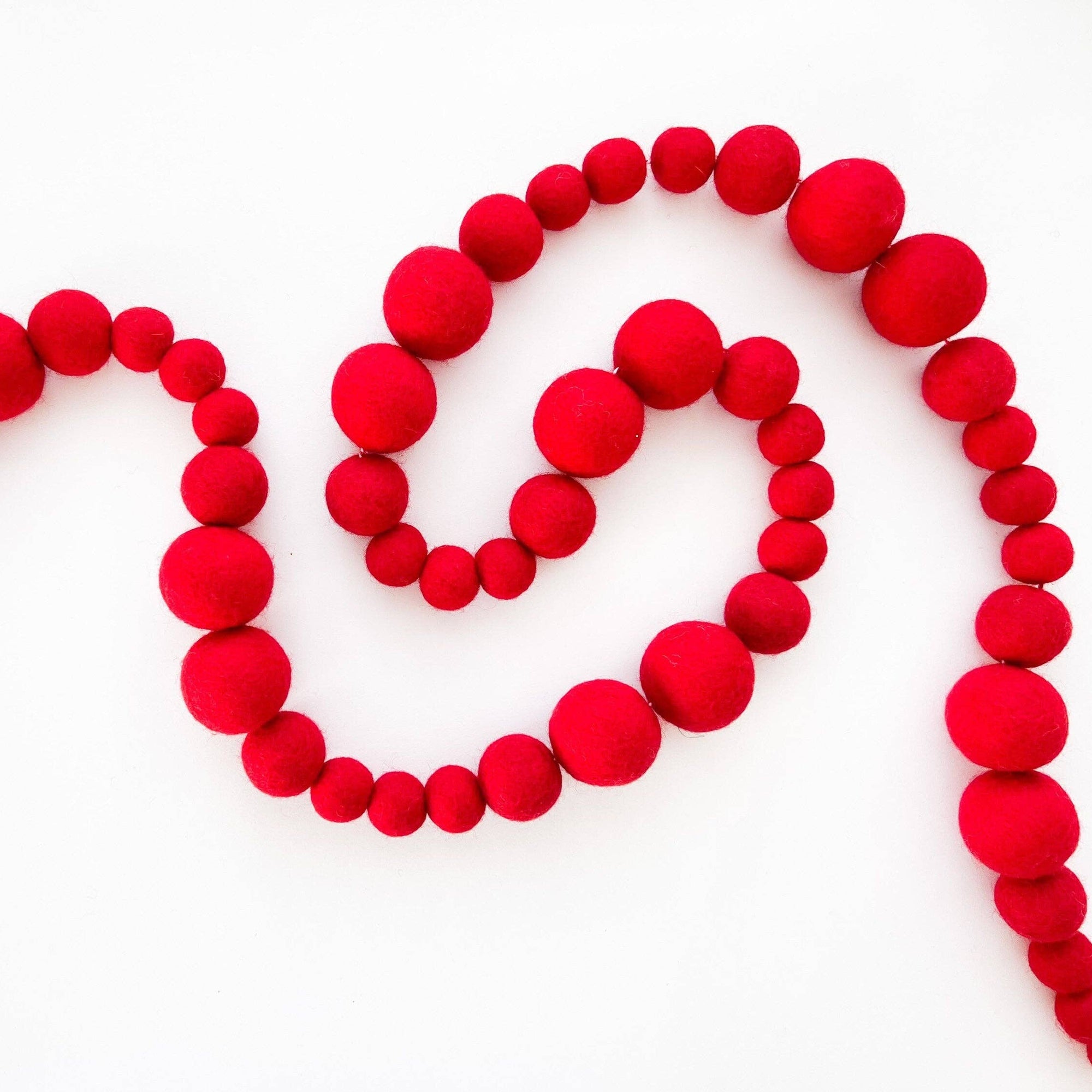Classic Red Felt Ball Garland by Pearl and Jane