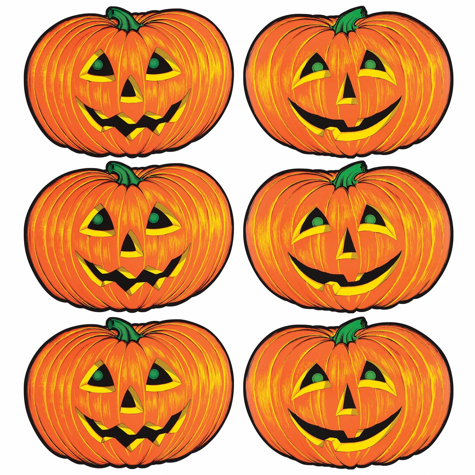 90s Halloween Jack-O-Lantern Cutouts (set of 6!)