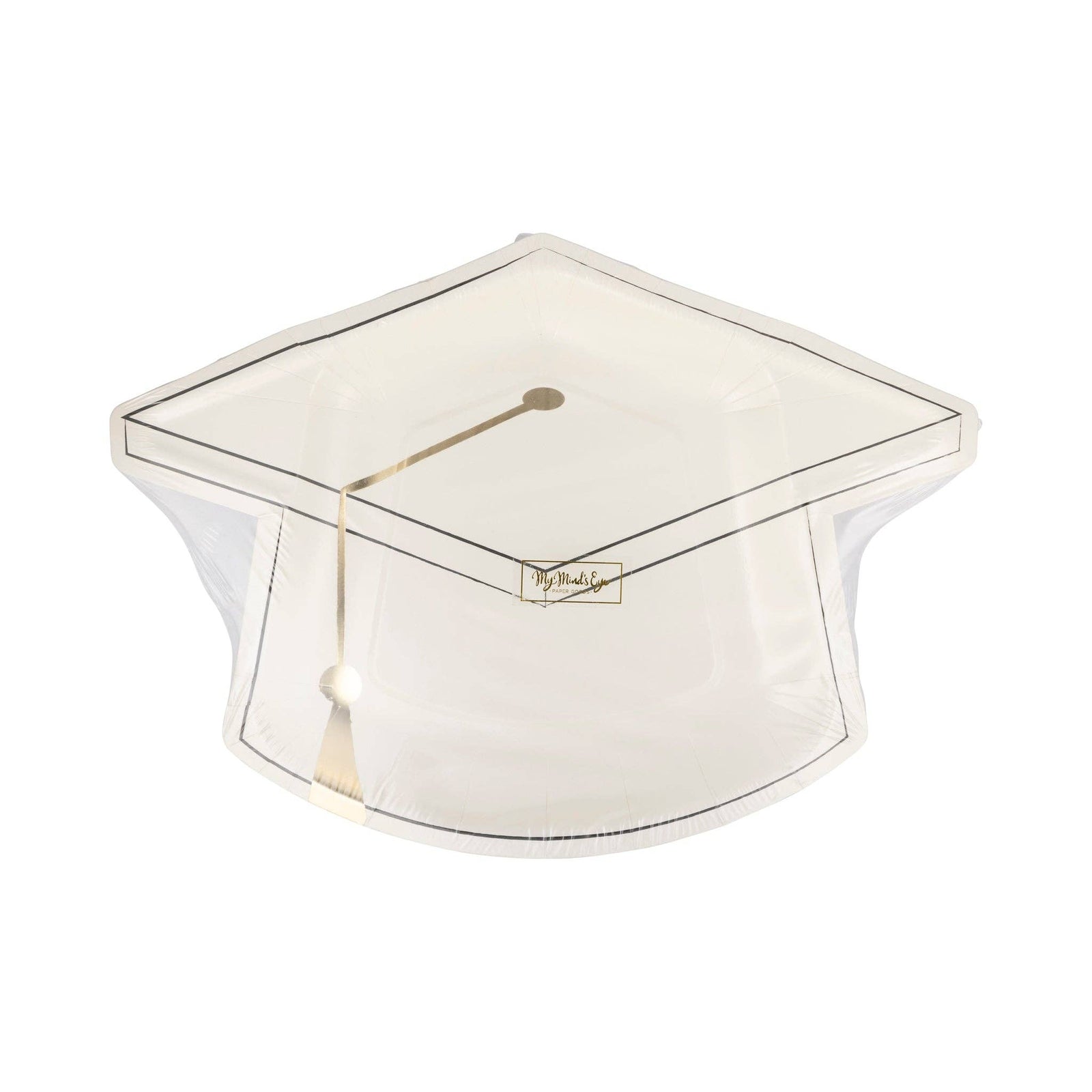 White Grad Cap Shaped Plate