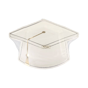 White Grad Cap Shaped Plate