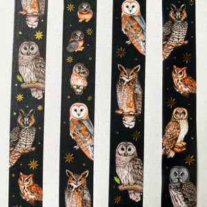 North American Owl Gold Foil Washi Tape