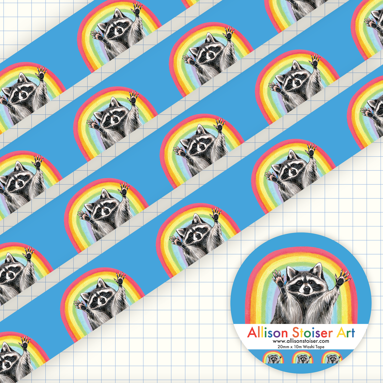 Rainbow Raccoon Washi Tape