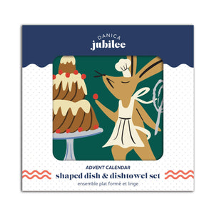 Advent Calendar Christmas Dish and Dishtowel Set