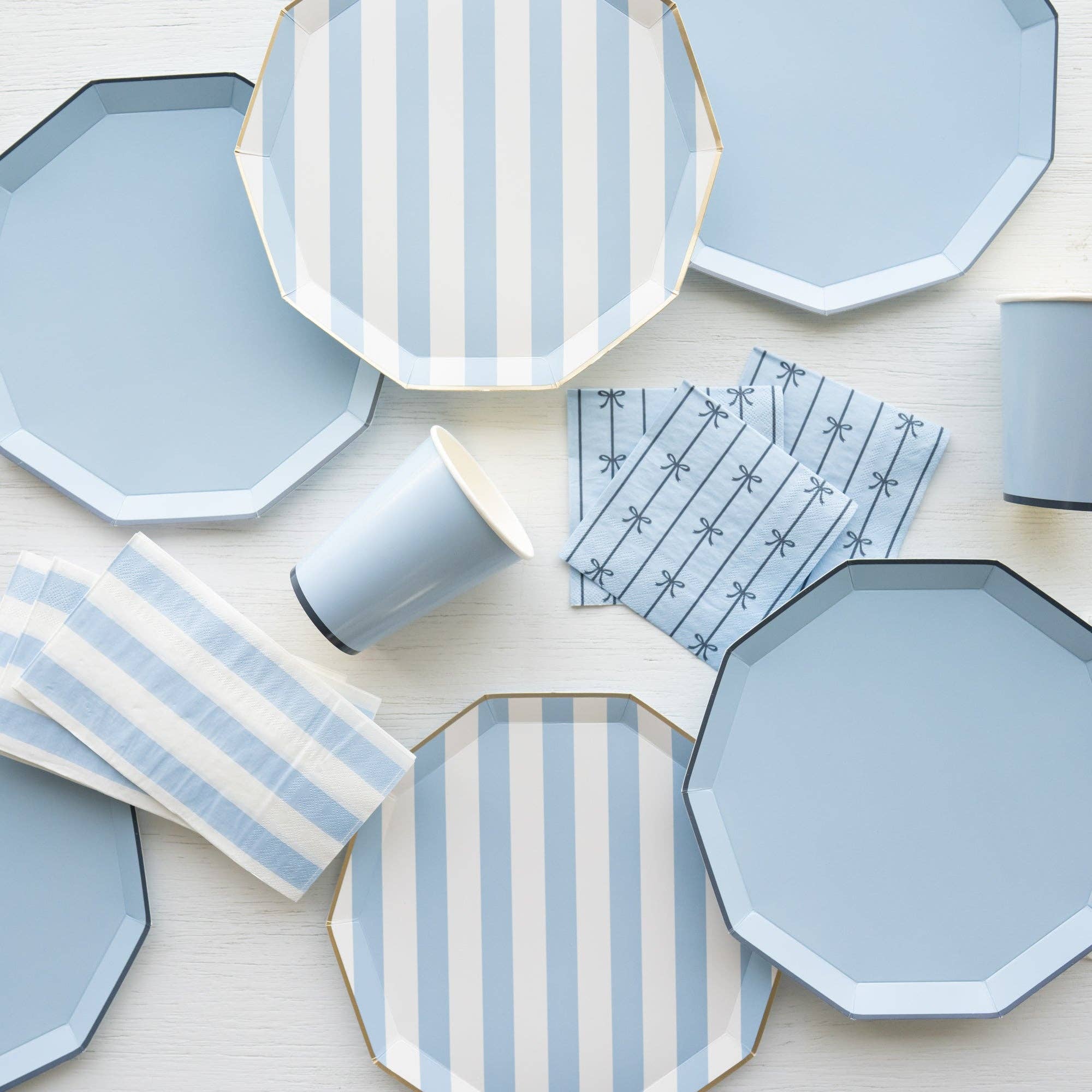 Sky Blue Cabana Stripe Plates