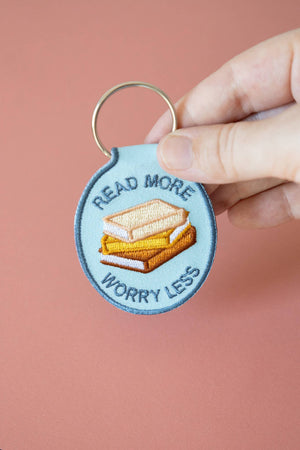 Read More, Worry Less Embroidered Keychain