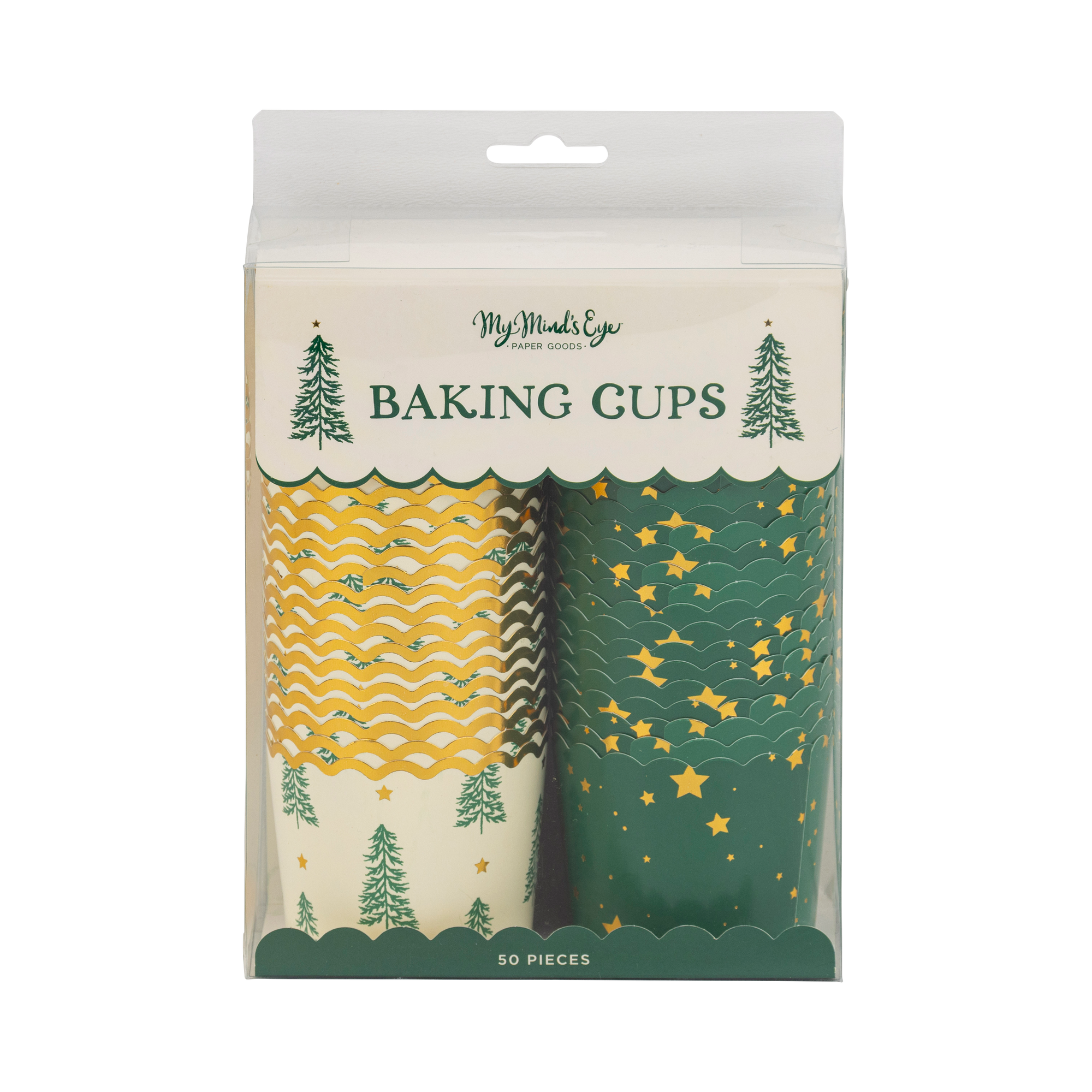 Gold Foil Trees and Stars Baking Cups