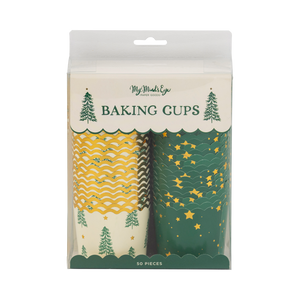 Gold Foil Trees and Stars Baking Cups