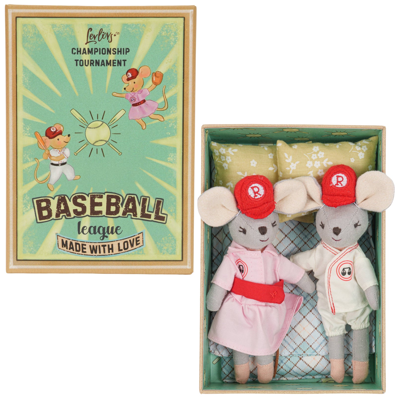 Baseball Mice Plush Toy Set with Bedding